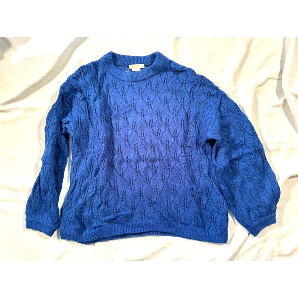 Chunky pointelle sweater in bright blue from Boden